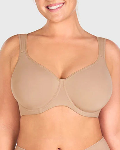 Soft T-Shirt Full Coverage Unlined Unpadded Underwire Plus Size Minimizer Bra