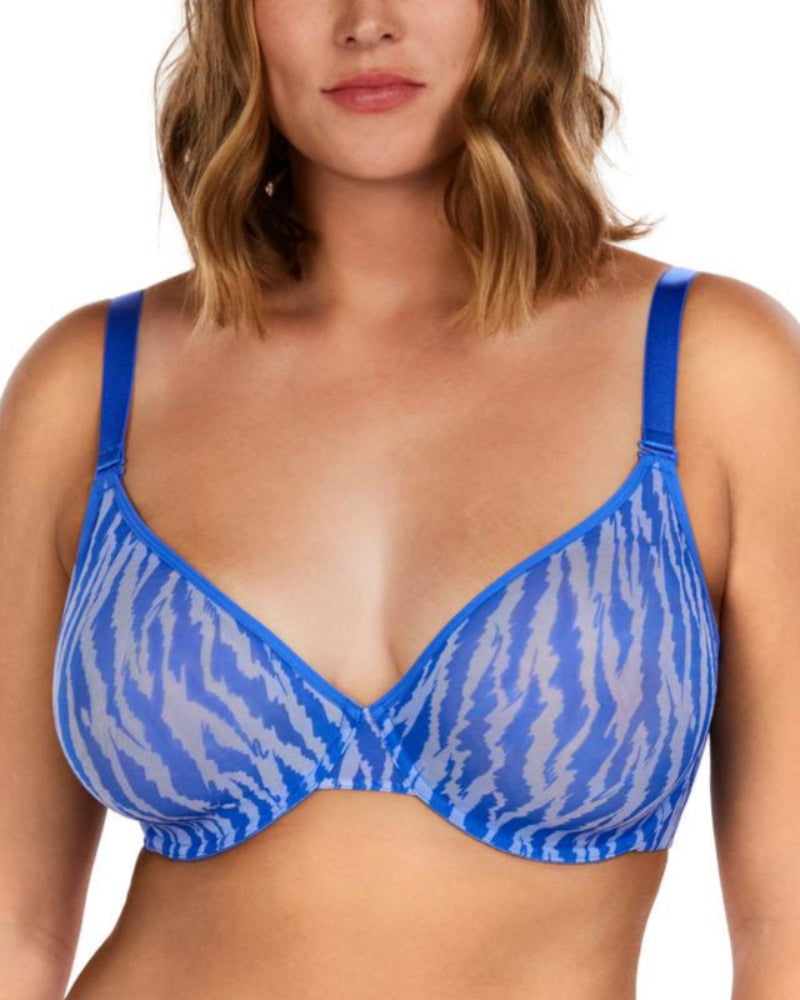 Zebra Wild Unlined Blue Underwire Mesh Bra Set
