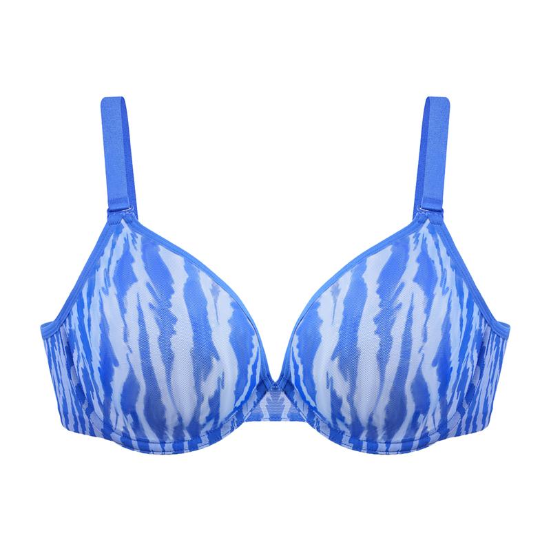 Zebra Wild Unlined Blue Underwire Mesh Bra Set
