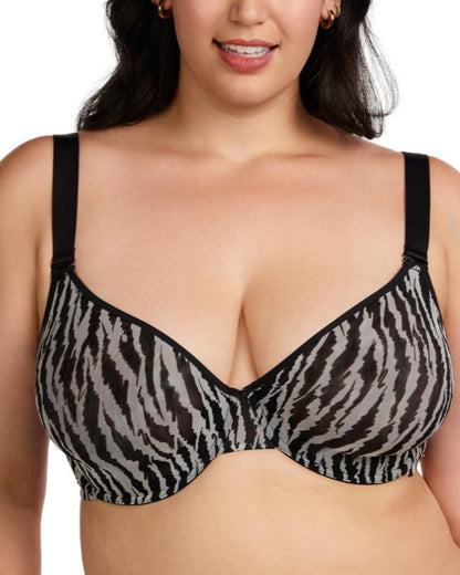 Zebra Wild Unlined Blue Underwire Mesh Bra Set