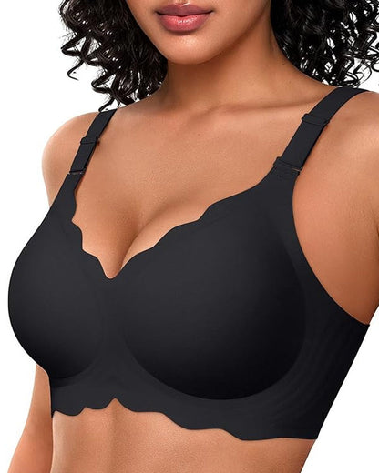 Seamless Scalloped Bras for Women Wireless Push Up Bra