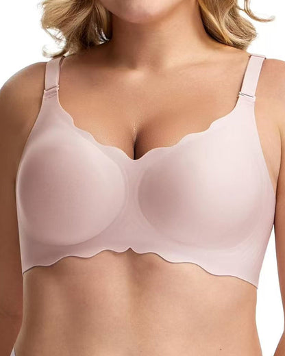 Seamless Scalloped Bras for Women Wireless Push Up Bra