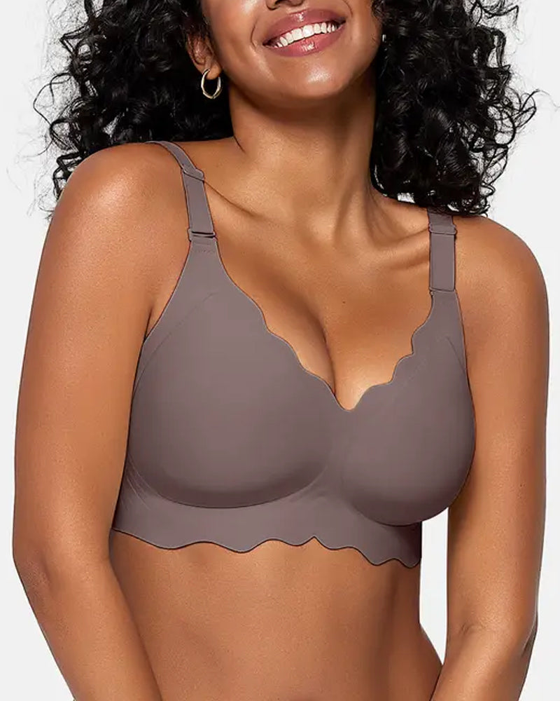 Seamless Scalloped Bras for Women Wireless Push Up Bra